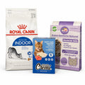 Packs Furor...Royal Canin Indoor + Arena Vip Cat Tofu Ecologica sin polvo + 1 caja de Crema Tuna 6 sobres de 5 unidades
